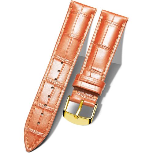 20mm Bracelet De Montre En Cuir Crocodile Véritable Remplacement Montre Bracelet À Dégagement Rapide Etanche - G-Orange