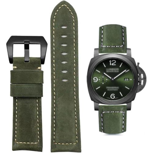Bracelet De Montre, Bracelet De Remplacement En Cuir Vintage, Bracelet Pour Montres, Bracelet De Remplacement En Cuir Véritable Doux Étanche Avec Outils 20mm - Vert Armée Noir
