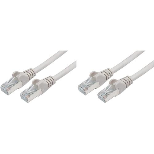 Câble Patch, CAT6a, S/FTP, PIMF, LSOH, Ethernet, LAN, Rapide, Flexible et Durable RJ45 10Gbit/s Câble, AWG 26/7, Câble en Cuivre 100% CU, Gris, 10m (Lot de 2)