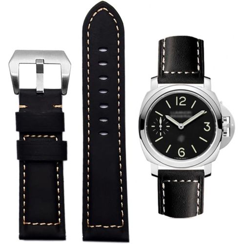 Bracelet De Montre, Bracelet De Remplacement En Cuir Vintage, Bracelet Pour Montres, Bracelet De Remplacement En Cuir Véritable Doux Étanche Avec Outils 26mm - Noir