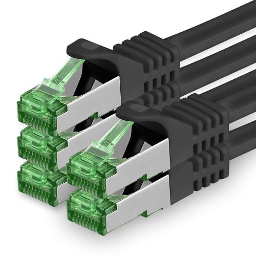 Cat.7 Câble réseau 1m - Noir - 5 pièces Cat7 Câble Ethernet PoE Lan 10 Gb s S-FTP PIMF Set Patch Cat 7 Câble brut avec connecteur Rj 45 Cat.6a