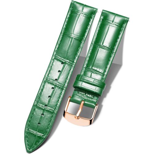 22mm Bracelet De Montre En Cuir Crocodile Véritable Remplacement Montre Bracelet À Dégagement Rapide Etanche - Gr-Vert