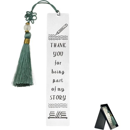 Marque-Page En Métal Argenté Gravé Avec Boîte Cadeau Et Pendentif De Qualité Supérieure,Un Cadeau Spécial Pour Les Amateurs De Livres,Les Enseignants,Les Collègues (Style A)