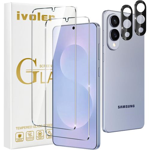 2 Pieces Screen Protector For Samsung Galaxy S25 Edge 5g With 2 Pieces Rear Camera Protector,Tempered Glass Film,9h Hardness,Anti-Scratch,Bubble-Free