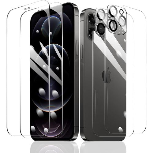2 X Screen Protector Films For Iphone 12 Pro + 2 X Rear Camera Lens Protection + 2 X Rear Tempered Glass Accessories,Hd 9h Hardness Glass,Compatible Case