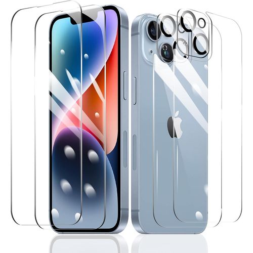 2 X Screen Protector Films For Iphone 14 + 2 X Rear Camera Lens Protection + 2 X Rear Tempered Glass Accessories,Hd 9h Hardness Glass,Compatible Case