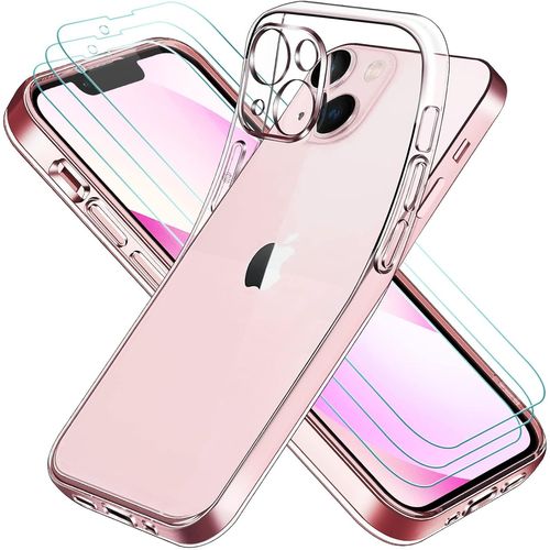 Clear Case Compatible With Iphone 13 Mini With Camera Protection Lens And 3 Pieces Tempered Glass,Ultra Transparent Silicone Protective Case Shockproof Thin Soft Tpu Bumper Cover