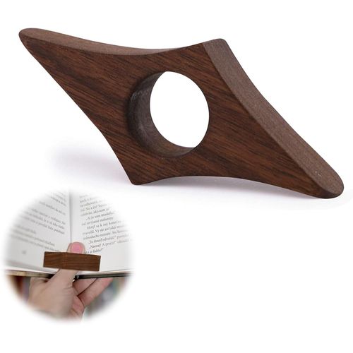 Support De Page De Livre,Support De Page En Bois Pour Livre,Accessoire De Lecture Novateur,Marque-Page En Bois Pour Lecteurs,Amateurs De Livres,Rat De Bibliothèque,Littéraire (Couleur Noyer