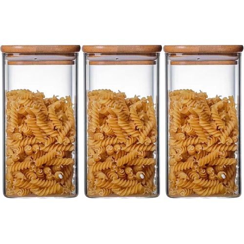 Bocaux De Rangement En Verre Avec Couvercles,Haute Teneur En Verre Borosilicate Hermétique,Boîtes Alimentaires Cylindriques Avec Couvercle (3 X 1000 Ml)