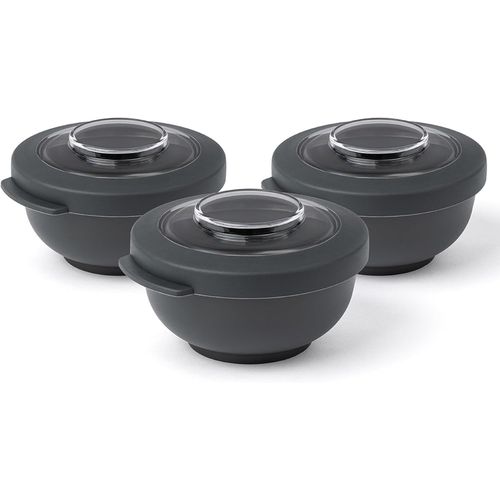 Tylla Saladier Set 3 Pièces|3x200ml|Boîte De Rangement Avec Couvercle Pour Meal Prep & Snacks|Boîte Alimentaire En Plastique Sans Bpa|Compatible Lave-Vaisselle|Charcoal