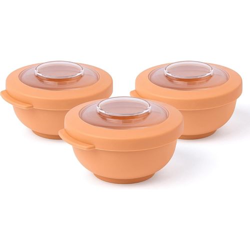 Tylla Saladier Set 3 Pièces|3x200ml|Boîte De Rangement Avec Couvercle Pour Meal Prep & Snacks|Boîte Alimentaire En Plastique Sans Bpa|Compatible Lave-Vaisselle|Peach