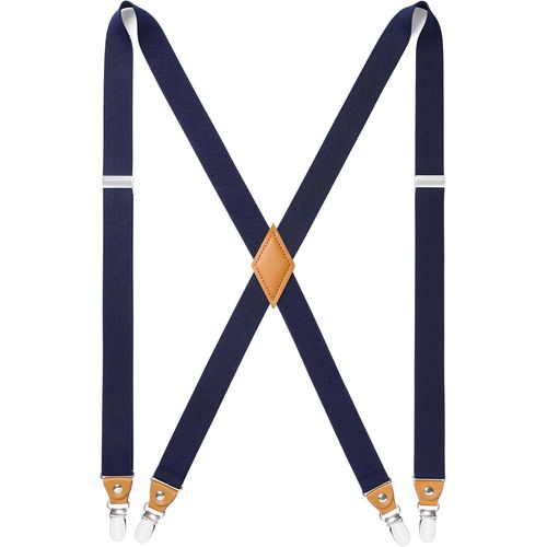 Braces For Men With 4 Heavy Duty Metal Clip Suspenders,One Size,Adjustable And Elastic,X Shape