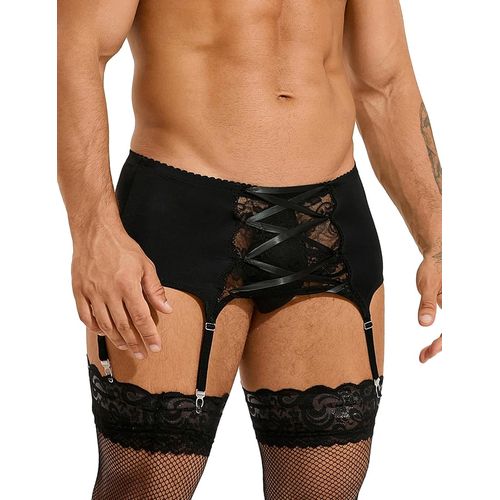 Porte Jarretelle Homme Sissy 6 Pinces Grande Taille Jockstrap String Bretelles Homme Large Porte Jarretelle Pour Bas De Contention Lingerie Dentelle Sissy Tenue Sous Vetement""}.[M823]