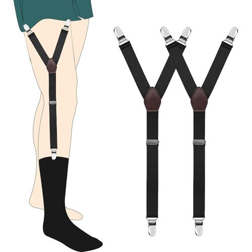 1 Pair Y-Shirt Stays Black Garters Suspenders Men's Shirt Holders For Men T-Shirt Stays Suspenders Men With Non-Slip Suspenders And Adjustable Straps,Black,One Size