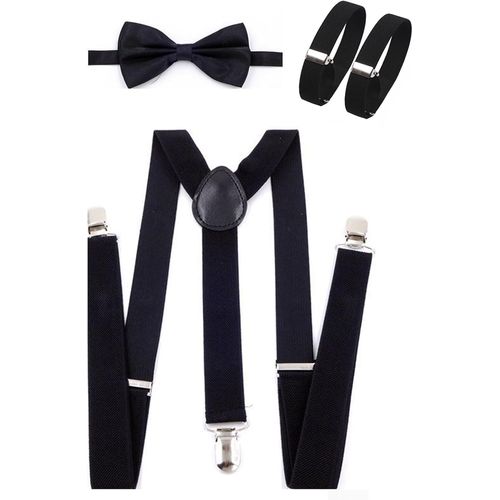 Men's Braces,Men's Suspenders,Women's Straps,Bow Tie Armbands,Suitable For Weddings,Parties,Work,Dances,Dinners,Choirs,4 Pieces,Black,Black