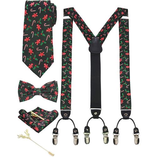 Men's Christmas Christmas Suspender And Tie Bow Tie Set Including Box