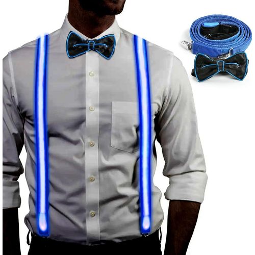 Bright Suspenders And Butterfly Bow,Blue Led Men's Braces,Led Bow Tie Accessories,Costume Accessories,For Music Festivals,Halloween,Costume Parties,Christmas