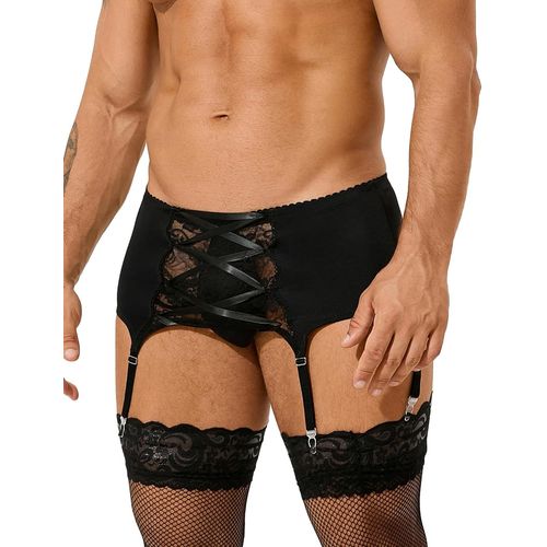 Men's Sexy Garter Belt,Large Size,Lingerie Lace Underwear Sexy Outfit Sissy Lingerie,Hot Crossdresser,Bodice With 6 Clips Suspenders For Men""},""Additionalweblabs"".[M1023]