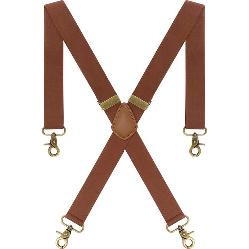 Vintage Braces For Men With 4 Carabiners,Adjustable Elastic X Shape Suspenders For Trousers