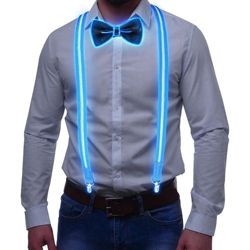2 Pack Led Light Up Braces For Men With Luminous Bow Tie For Hen Party And Festival Gadget