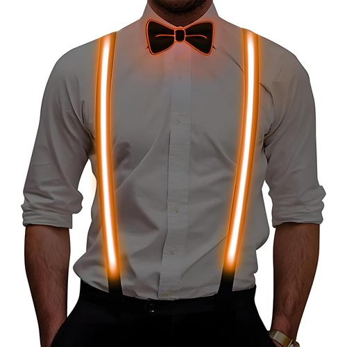 2 Pack Led Light Up Braces With Bow Tie For Men Music Festival Halloween Costume Party