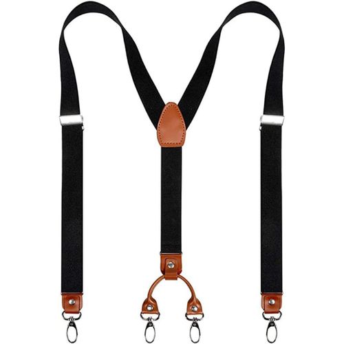 Men's Braces With 4 Metal Y Clips Adjustable Suspenders For Men Extra Strong 1"" Wide With Hook,Durable Elastic Adjustable Suspenders Strong Metal Clips