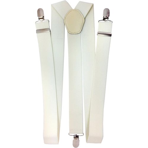 35 Mm Men's Suspenders In Classic Colours-Durable Clip On Straps-Fully Adjustable And Elastic,Ecru