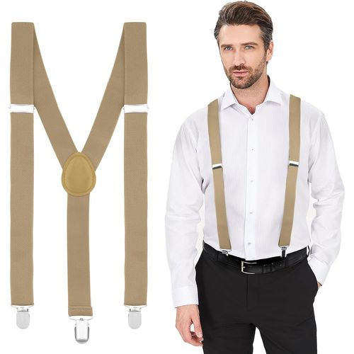 Braces For Men And Women,Extra Strong Suspenders,Shoulder Straps For Work Trousers,Ski Pants,Beige,34 X 25 X 1 Cm,Beige