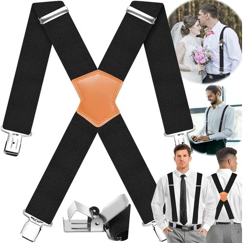 Men's Braces For Men,Suspenders For Men 5cm Wide,Premium Vintage Men's Suspenders,Men's Suspenders Heavy Duty Clips,Men's Suspenders For Trousers (Black),Black,M