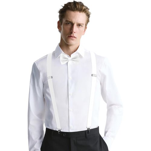 Unisex Suspenders With Bow Tie Set,Men's Suspenders,Adjustable Elastic Men's Suspenders,Solid Color Mens Suspender Bow Tie Set,Unisex Pre-Tied Bow Tie And Elastic Suspenders"".[M734]