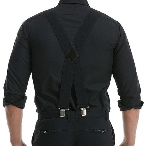 Men's Braces Wide Adjustable Elastic Suspenders With 4 Clips 5cm Wide X-Shape,Extra Strong Metal Braces Men Wide Vintage