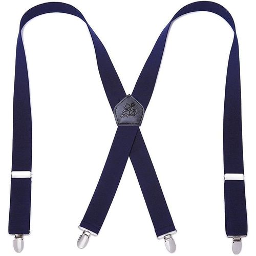 Men's Braces Wide 4 Clips Brace Men Genuine Leather Straps X Back Durable Wide Elastic Straps Braces For Trousers