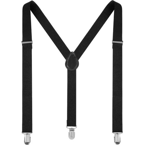 Men's Braces Adjustable 1"" Suspenders With 3 Metal Clips One Size Fits All For Men And Women,Black,100