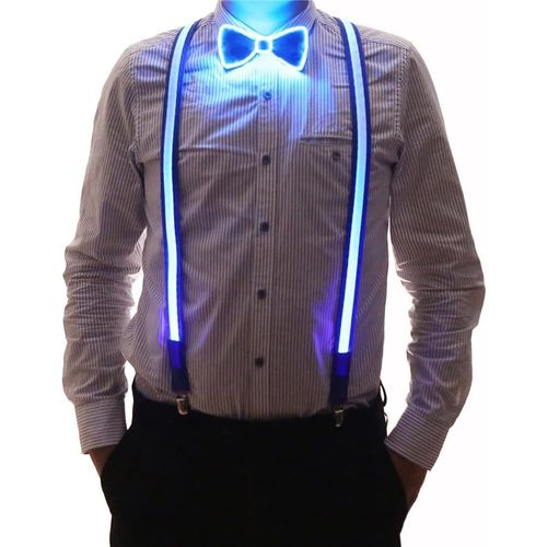2 Pack Led Light Up Braces For Men And Bow Tie Perfect For Music Festival,Halloween Costume Party