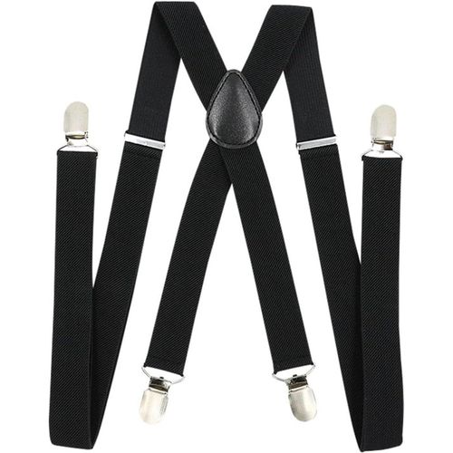 Men's Braces,Adjustable Elastic Men's Suspenders X Suspenders Style Suspenders With 4 Clips,Adjustable Elastic Men's Braces For Business,Wedding,Casual,Black,L