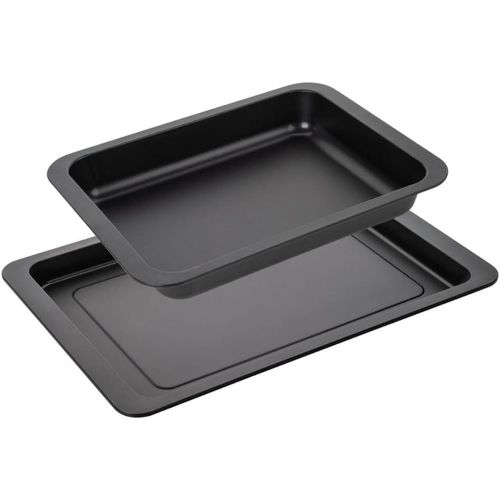 9941650 Ensemble De 2 Plats De Four Rectangulaires,Plat De Four,Plat De Cuisson,Plat À Four,Plaque De Cuisson,Plaque De Four,Acier,42 X 29 X 2,5 Cm.[K755]