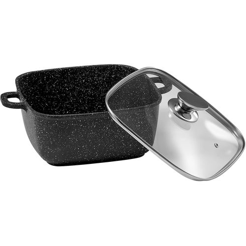 52524m Faitout Carré 24 Cm,Acier,Façon Pierre,24 Cm,24 X 24 X 11 Cm,Ancien Manche.[K991]