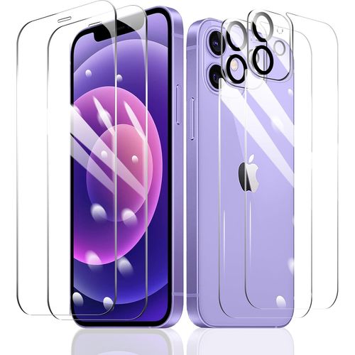 2 X Screen Protector Films For Iphone 12 + 2 X Rear Camera Lens Protection + 2 X Rear Tempered Glass Accessories,Hd 9h Hardness Glass,Compatible Case