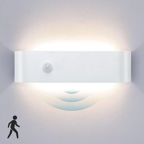 Applique Murale Intérieure LED Detecteur De Mouvement16W Blanc Neutre 4500K Lampe Murale Sans Fil Aluminium Luminaire Mural Moderne Chambre Salon Cuisine Couloir Escalier Hôtel Hall Entrée