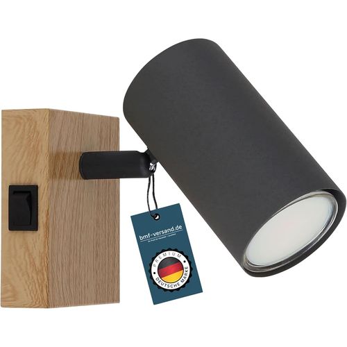 Applique Murale Intérieure Pour Chambre À Coucher Avec Interrupteur Lampe Murale De Salon 1 Ampoule Aspect Bois Noir Lampe De Lecture Murale 1 Spot Spot Mural Gu10 Sans Prise