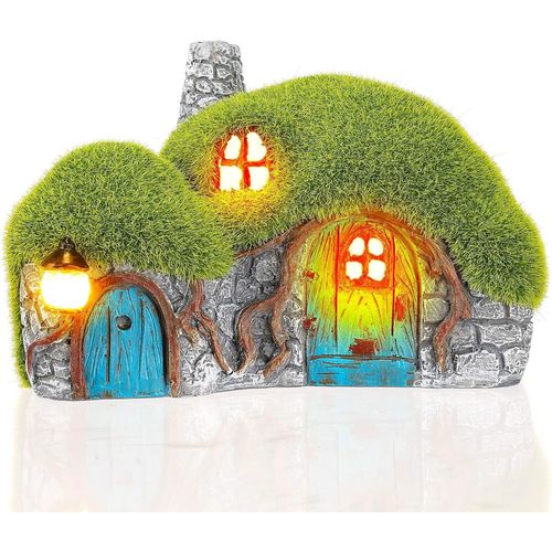 Statue Lumineuse De Jardin - Statue D'extérieur Avec Lumière Solaire - Motif Maison De Jardin Pour Décoration De La Maison Ou De La Cour