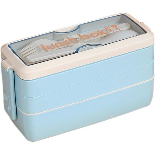 Boîte À Déjeuner Bento Bleu Clair De 1000 Ml Pour Enfants Et Adultes,Conteneurs S Avec Fourchette Et Cuillère