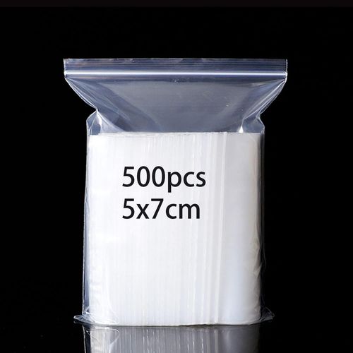 500 Sachets transparents en plastique refermables,sac de serrure à fermeture à glissière fort,épaississement et durable,serrure pour fermer à clef 5x7cm