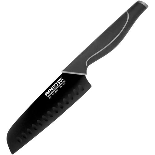 Couteau de cuisine Santoku,Couteau à découper,Lame de 16 cm,noir,Acier inoxydable,30 x 16 cm