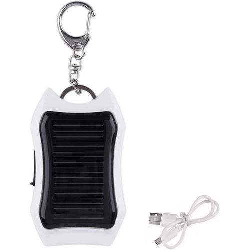 Chargeur Solaire, Porte-Clés, Batterie Externe, Lampe De Poche Led, Batterie Usb De Plein Air, Chargeur De Téléphone Portable D'urgence (Blanc)