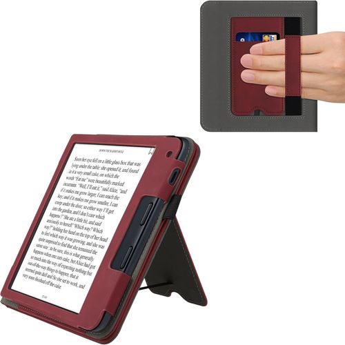 Étui Pour Liseuse Électronique Compatible Avec Kobo Libra 2 - Housse Rabat Liseuse En Simili Cuir - Rouge Foncé[Kin6251637]