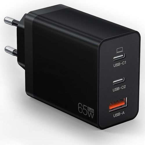 Chargeur Usb C, Bloc D'alimentation 65 W, Chargeur Rapide Pd Usb C À 3 Ports, Compatible Avec Macbook Pro/Air, Samsung, Xiaomi, Tablette, Montre Intelligente, Casque