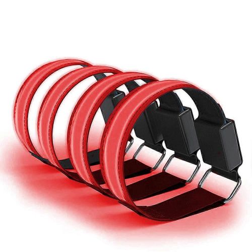 4pcs Lumineux Brassards Usb Bandes Réfléchissantes Bracelets Pour En Plein Air Jogging Running Sport