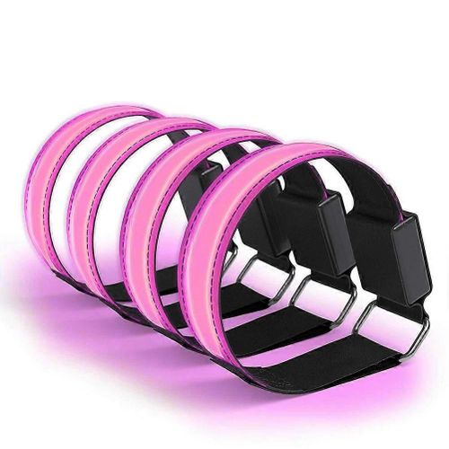 4pcs Lumineux Brassards Usb Bandes Réfléchissantes Bracelets Pour En Plein Air Jogging Running Sport