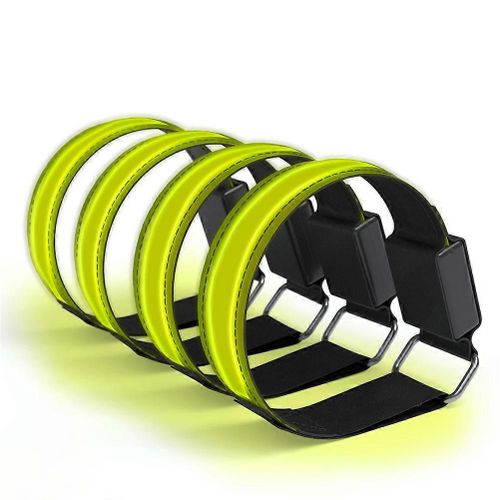 4pcs Lumineux Brassards Usb Bandes Réfléchissantes Bracelets Pour En Plein Air Jogging Running Sport